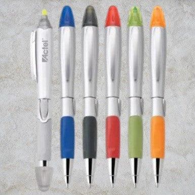 G1032 SILVER BLOSSOM BALLPOINT PEN/HIGHLIGHTER