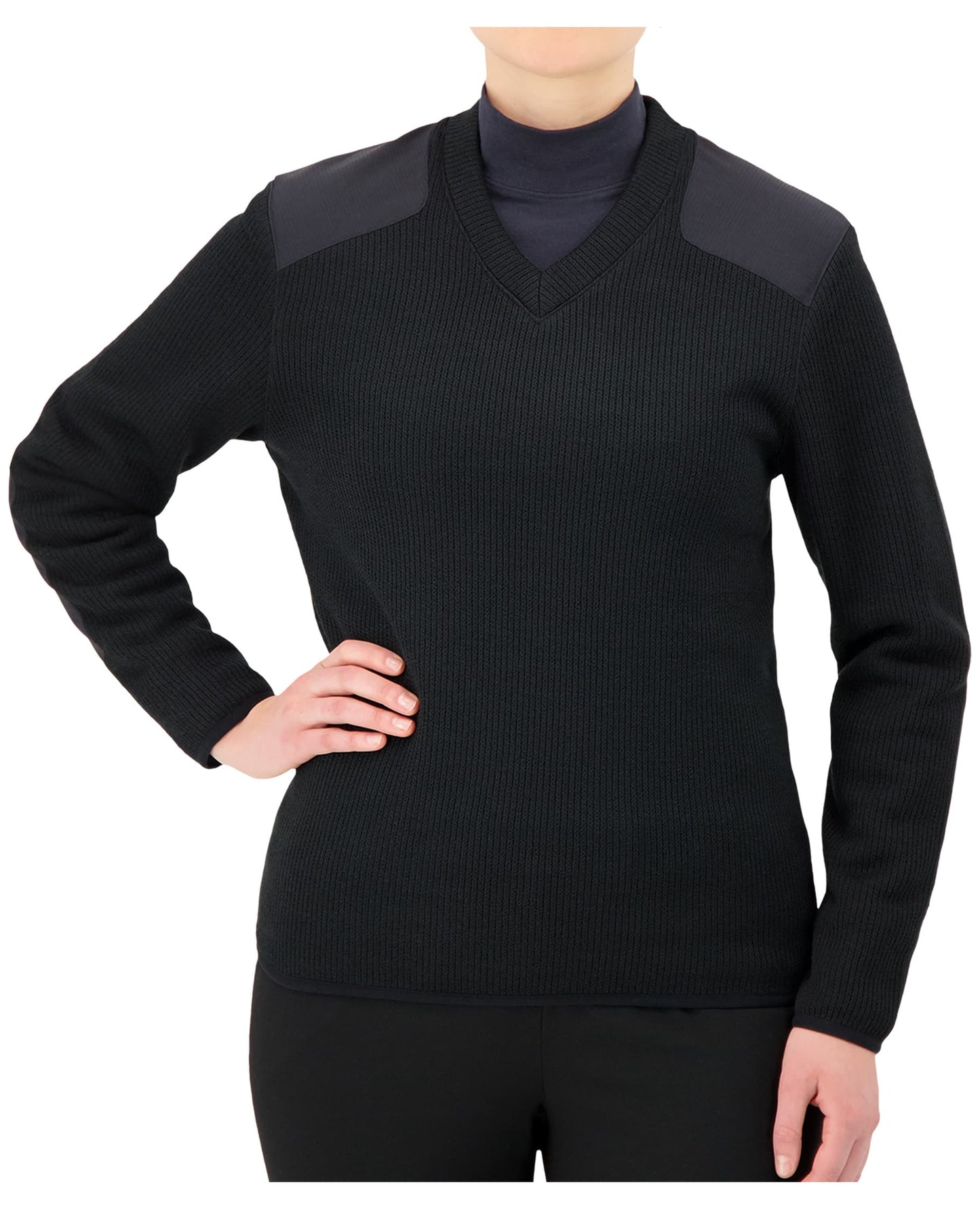 Tricot style commando doublé de molleton avec col en V, plaque d’insigne en option, plaque d’identification et épaulettes incluses