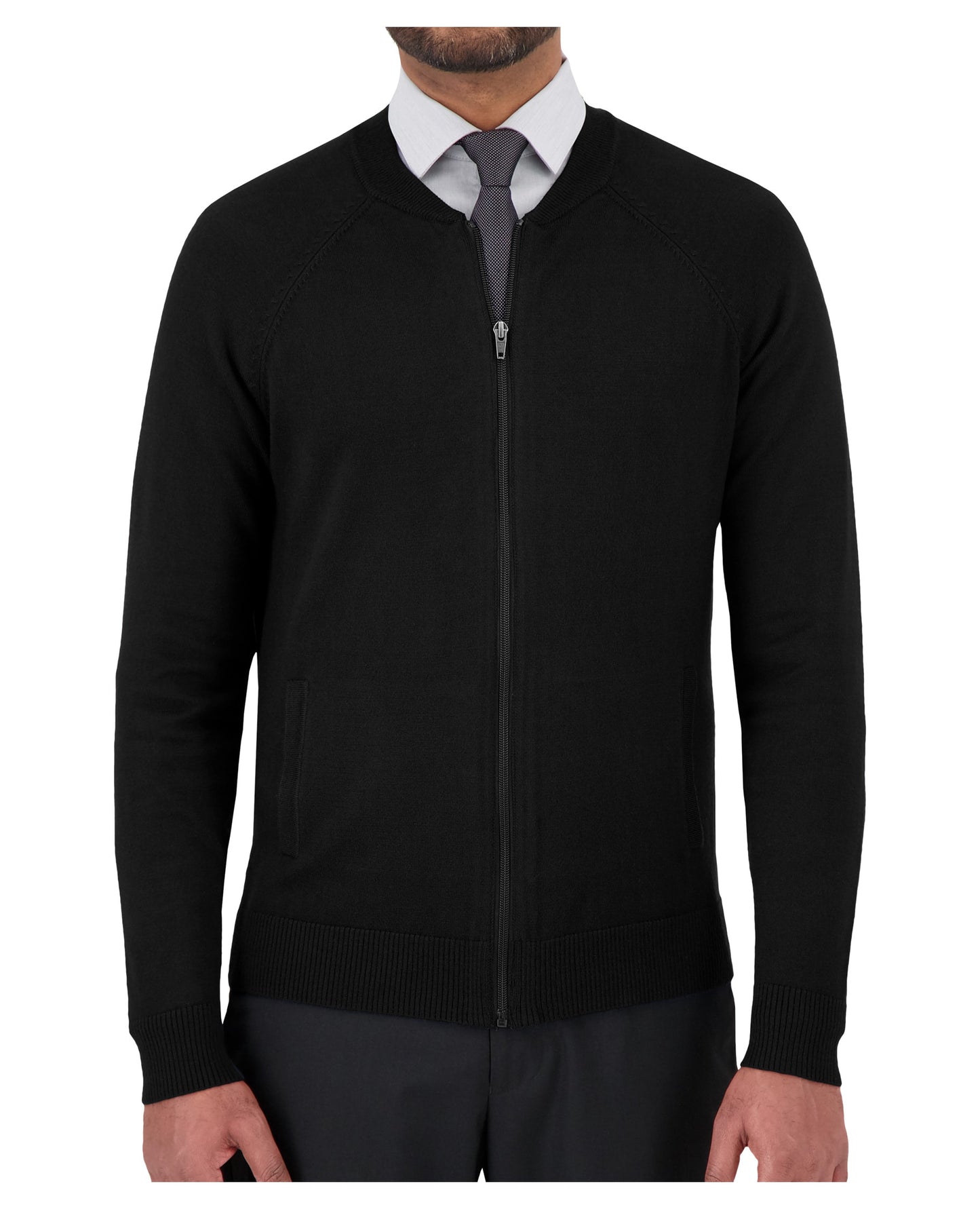 Blouson aviateur à fermeture éclair complète avec poches pour homme