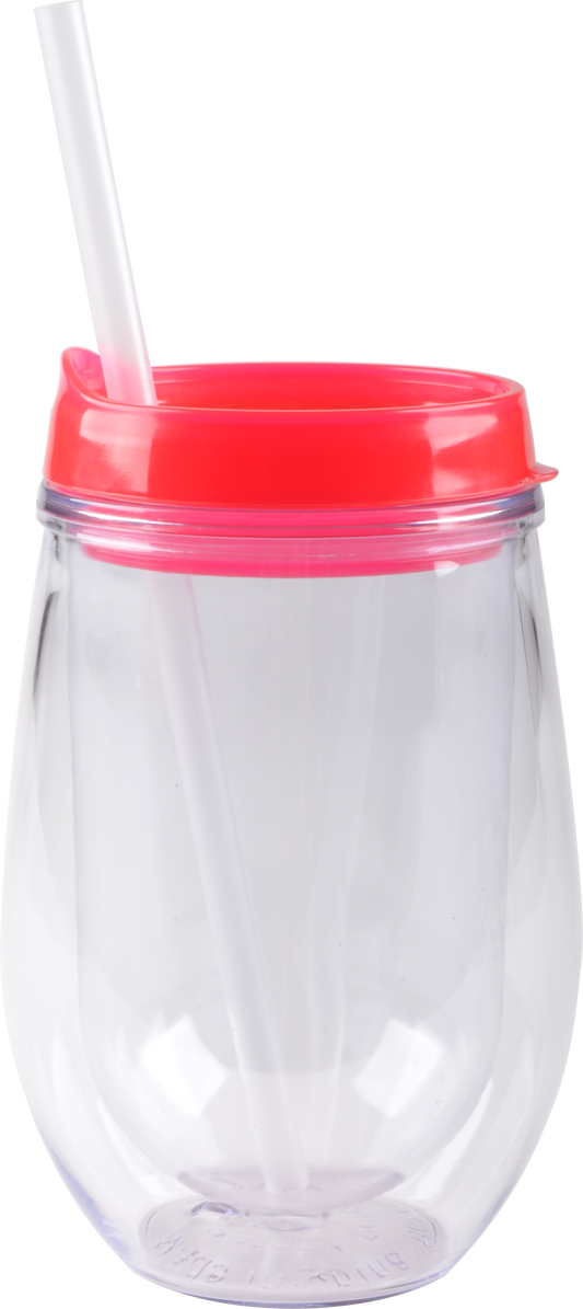 Bev2Go Double Wall Acrylic Tumbler with Straw 10 oz.