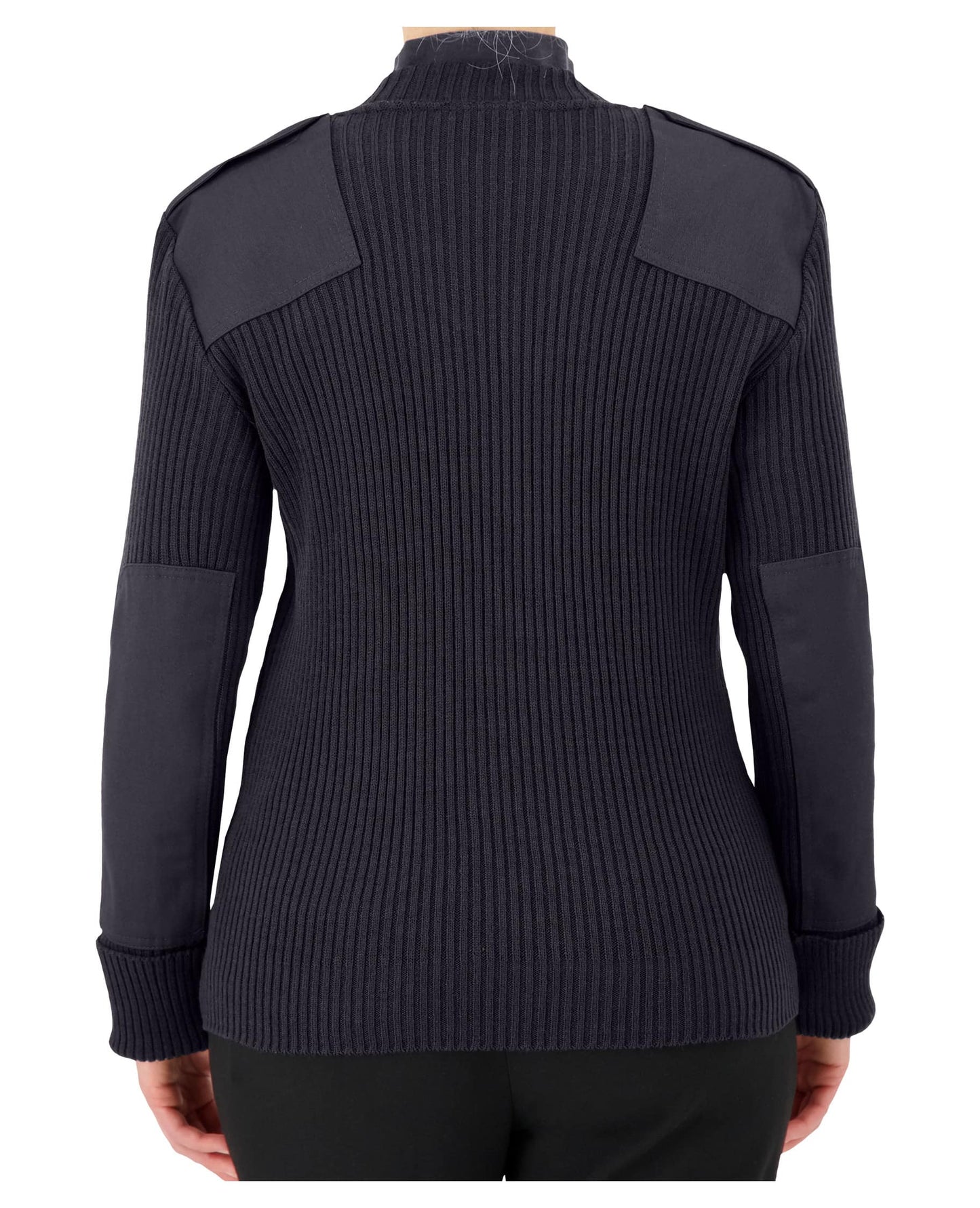 Tricot style commando en tissu côtelé avec col en V et épaulettes à fermeture marque VELCRO®, empiècements aux épaules et aux coudes