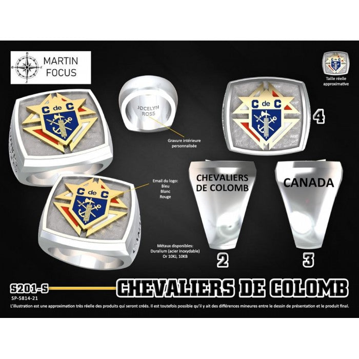 Bague 3e degré logo couleur duralium 201-S