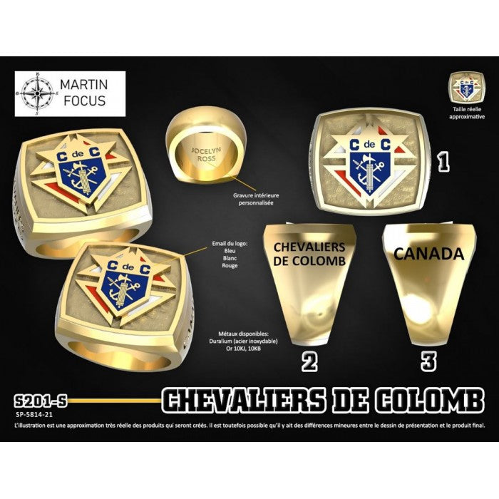 Bague 3e degré logo couleur Duralium/Or 201-S