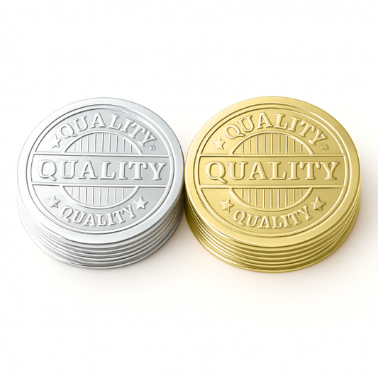 .006 Décalques impression en creux polyester argent (1 à 4 po/ca) non-imprimés