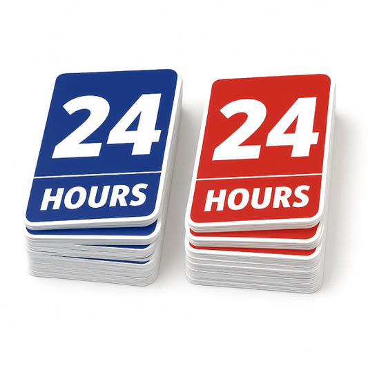 Décalques blancs à double face / permanent (1 à 4 po/ca) sérigraphié