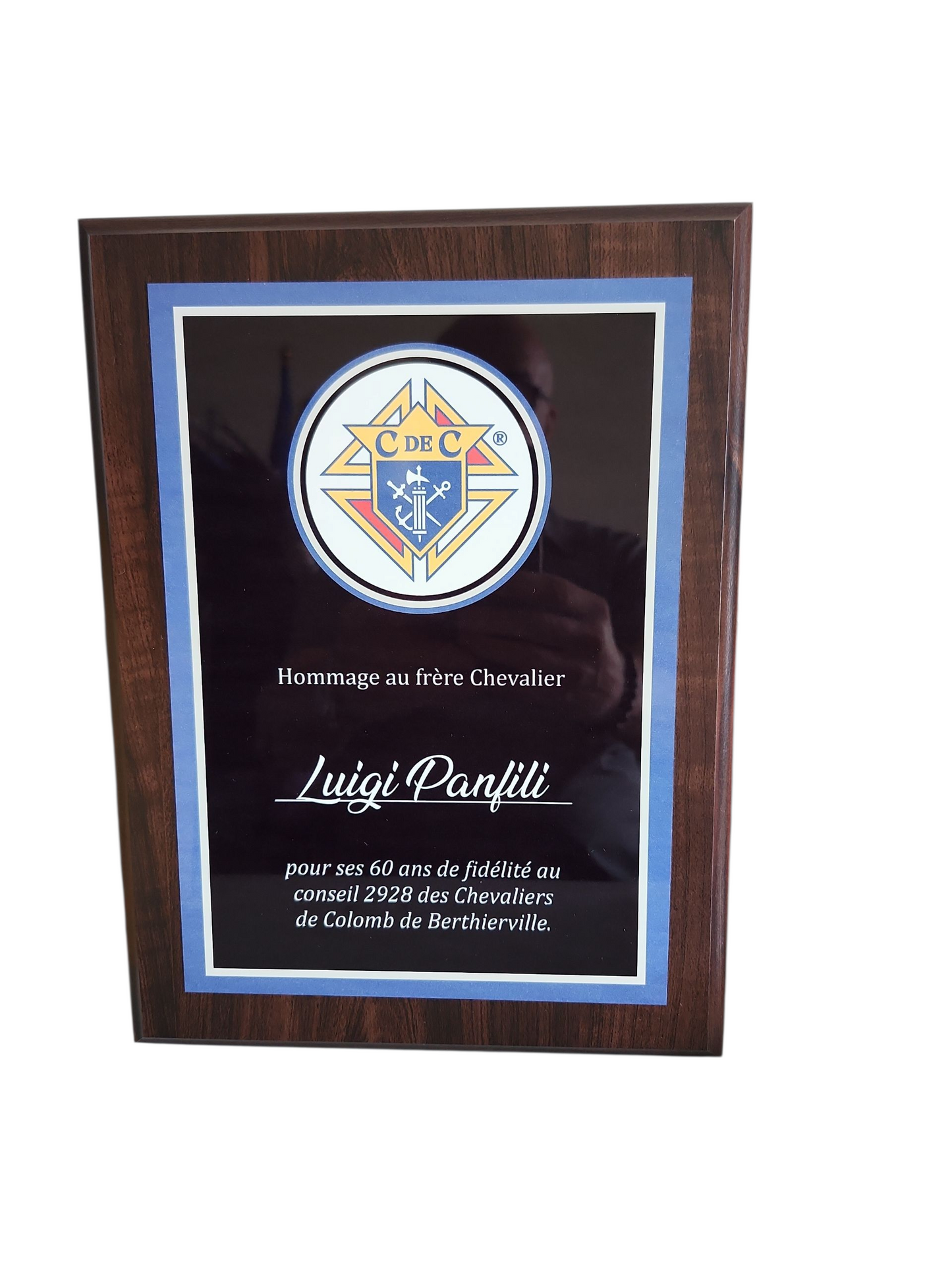 Plaque de remerciement