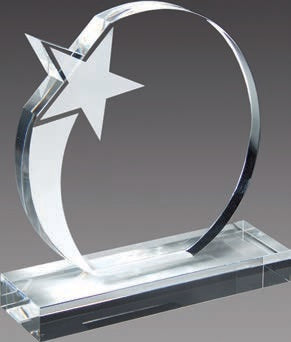 Plaque en cristal CRY105 ÉTOILE FILANTE 5¼”x 6