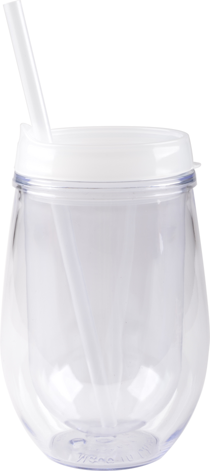 Bev2Go Double Wall Acrylic Tumbler with Straw 10 oz.