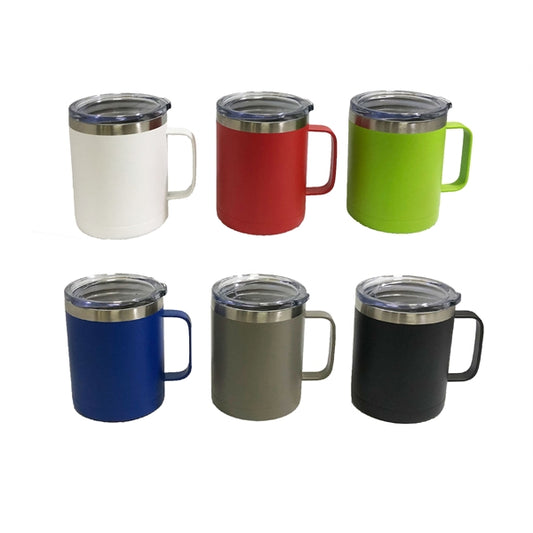 Bari 14 oz Stainless Steel Thermos Camping Mug with Handle.