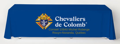 Nappe sublimée pour table de 8 pieds style drapé 4 côtés dos fermé