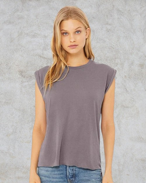 T-shirt fluide pour femmes avec manchettes roulées - BELLA + CANVAS