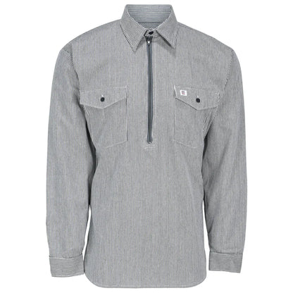 Chemise à manches longues à rayures hickory avec demi-zip - Hickory - 183