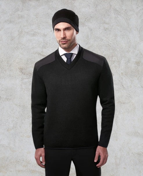 Tricot style commando doublé de molleton avec col en V, plaque d’insigne en option, plaque d’identification et épaulettes incluses