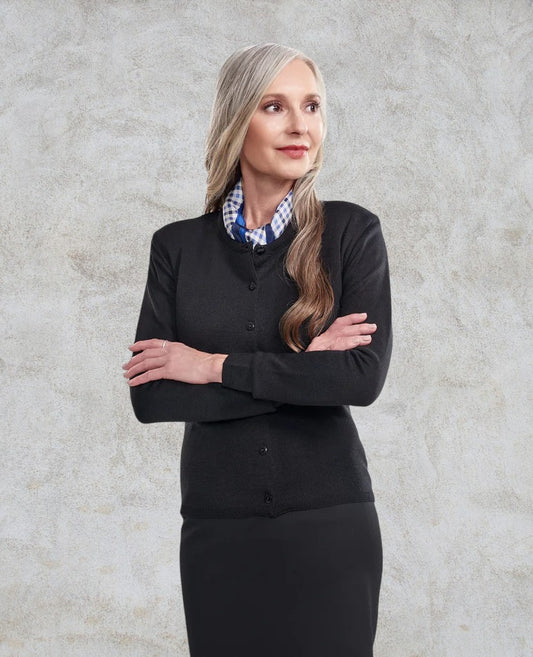 Cardigan pour femme en similicachemire avec col rond