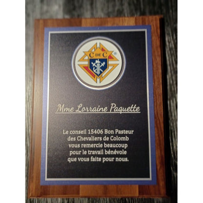 Thank you plaque