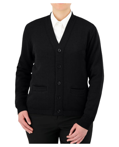 Cardigan boutonné à manches longues avec col en V, poches et ceinture ourlée