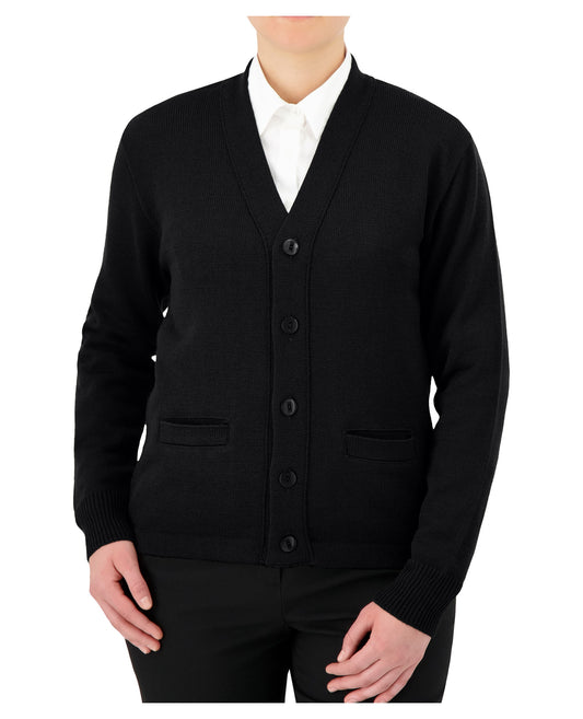 Cardigan boutonné à manches longues avec col en V, poches et ceinture ourlée