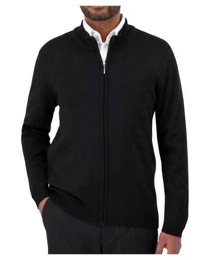 Cardigan à glissière pleine longueur pour homme avec col cheminée