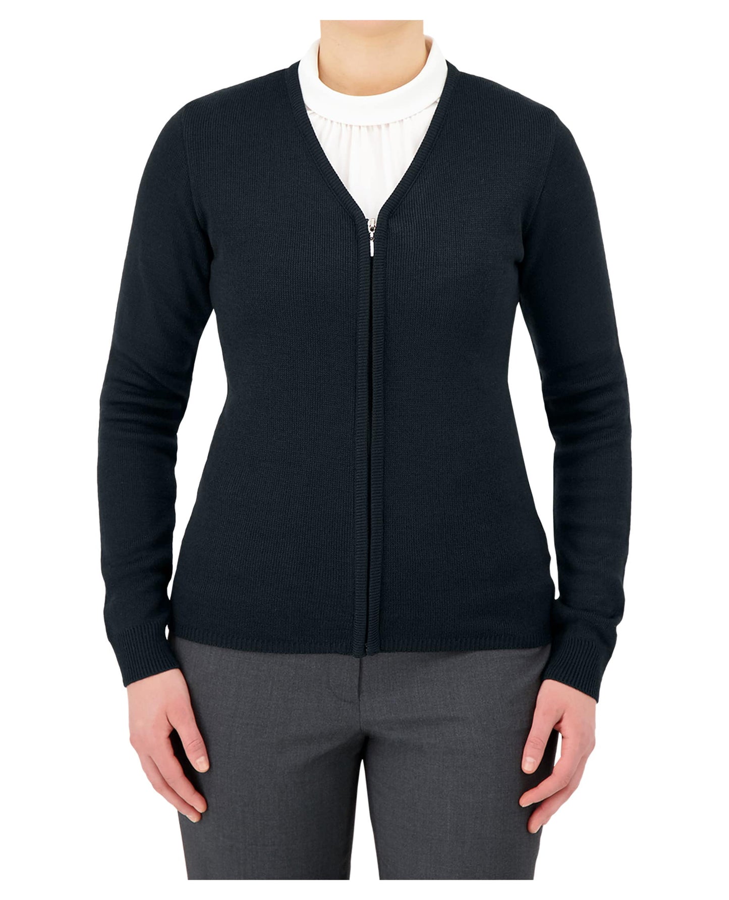 Cardigan à glissière pour femme avec col en V