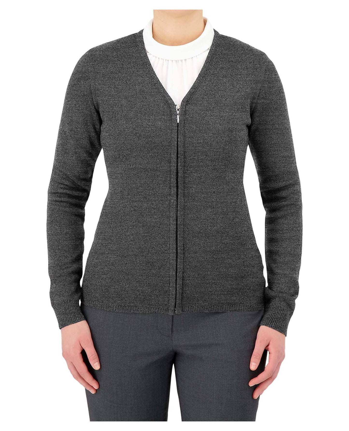 Cardigan à glissière pour femme avec col en V