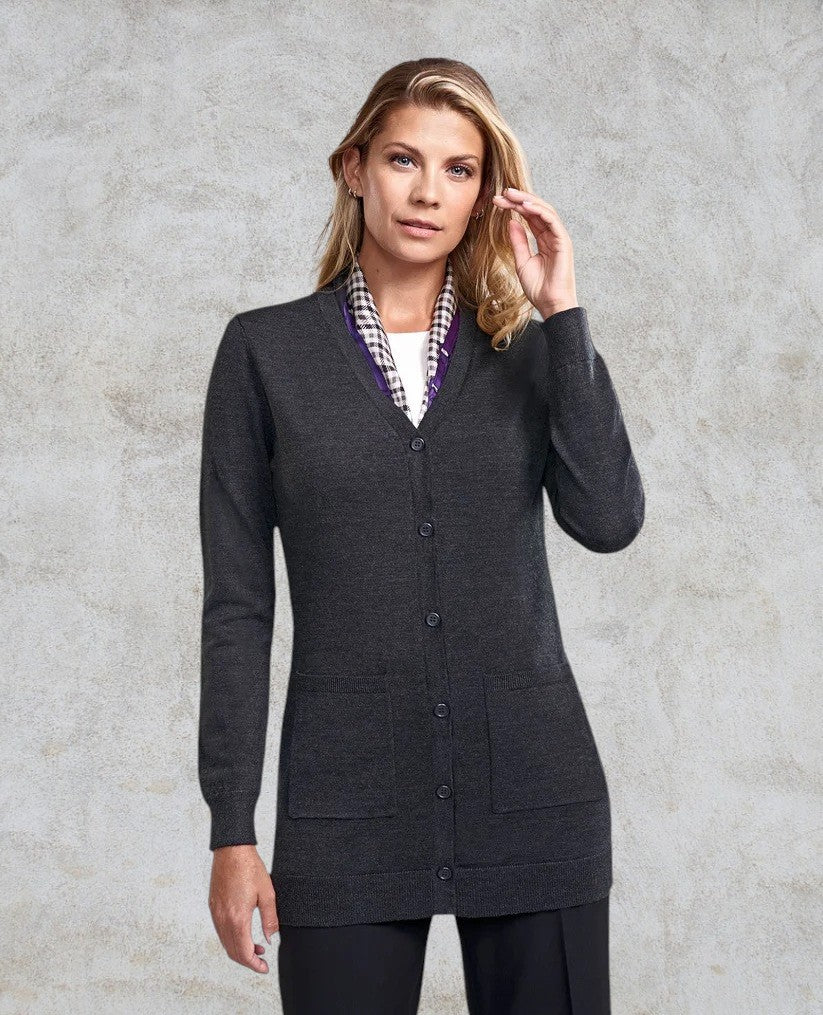 Cardigan long à boutons pour femme