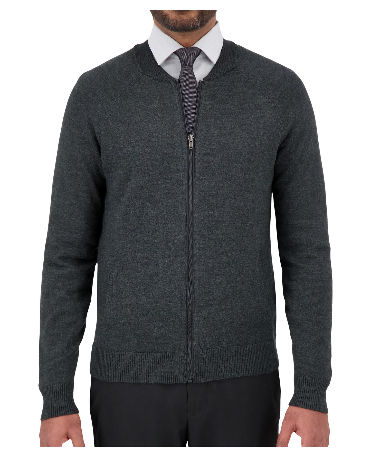 Blouson aviateur à fermeture éclair complète avec poches pour homme