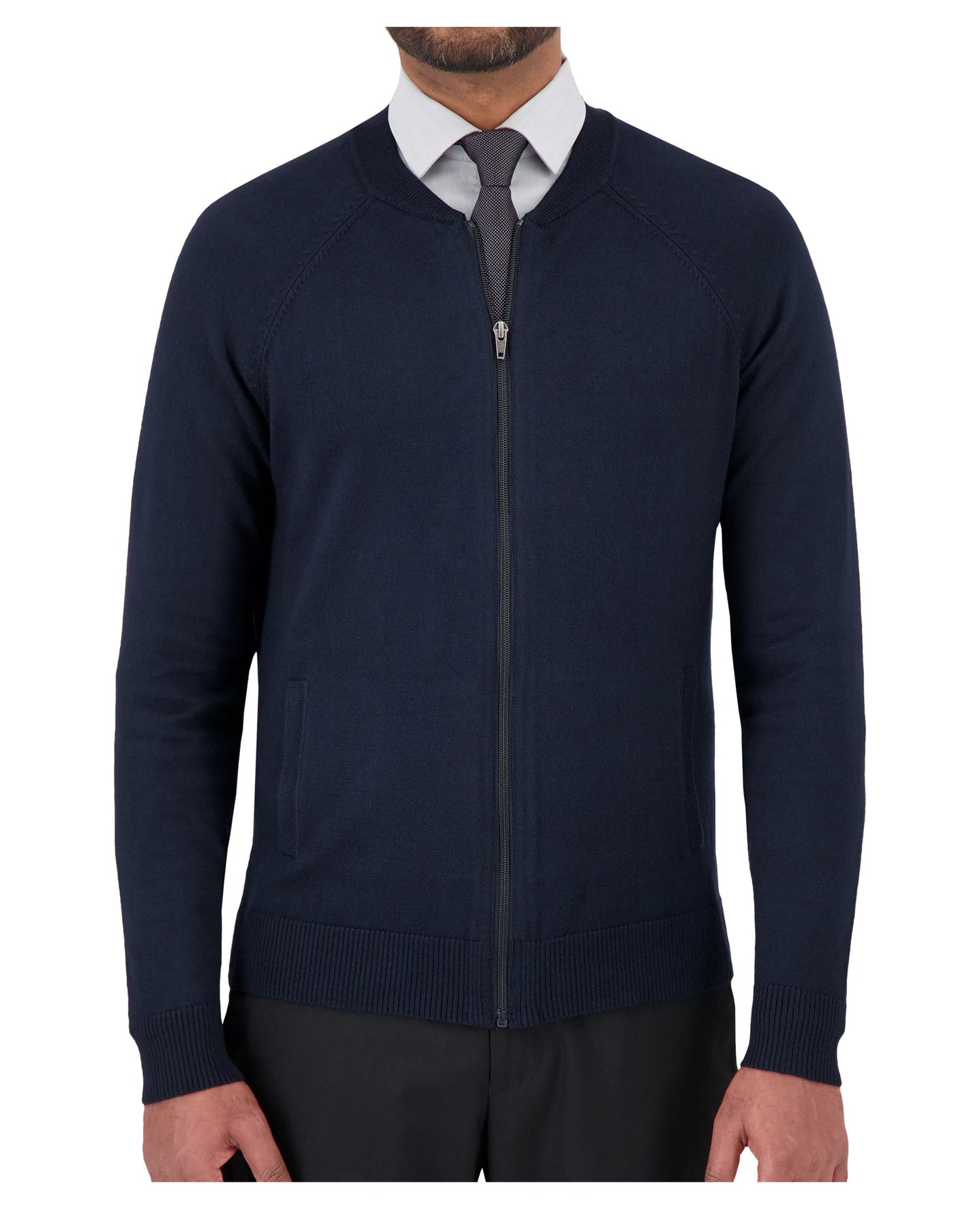 Blouson aviateur à fermeture éclair complète avec poches pour homme