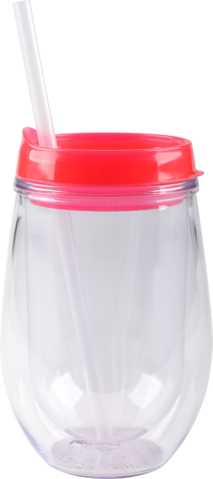 Bev2Go Double Wall Acrylic Tumbler with Straw 10 oz.
