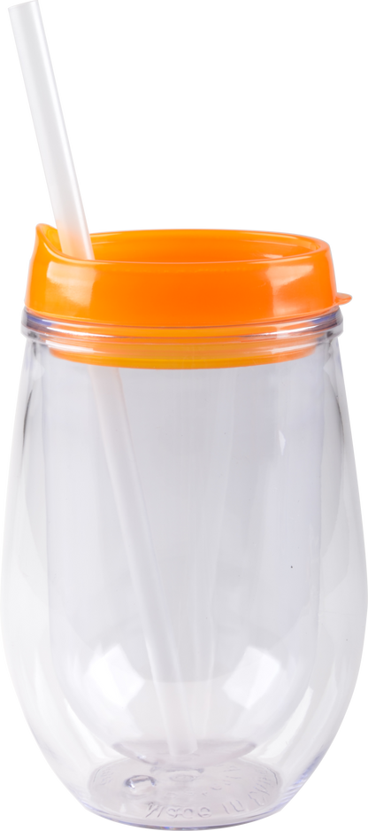 Bev2Go Double Wall Acrylic Tumbler with Straw 10 oz.