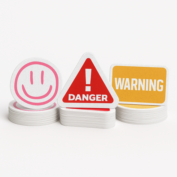 .0035 Décalques Formes Spéciales en Vinyle Blanc Réfléchissant / adhésif haute performance (1 à 4 pouces carrés) Sérigraphiés