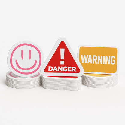 .0035 Décalques Formes Spéciales en Vinyle Blanc Réfléchissant / adhésif haute performance (1 à 4 pouces carrés) Sérigraphiés