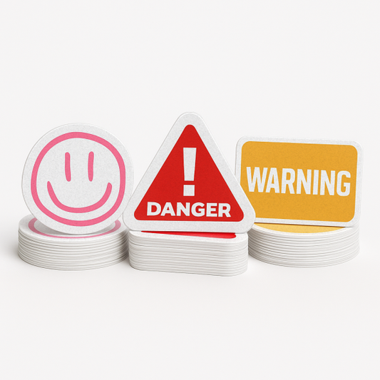 .0035 Décalques Formes Spéciales en Vinyle Blanc Réfléchissant / adhésif haute performance (1 à 4 pouces carrés) Sérigraphiés