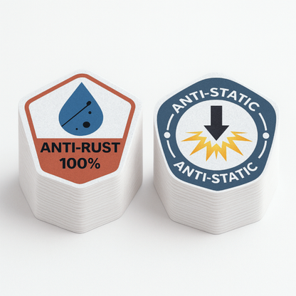 .0035 Décalques Formes Spéciales Vinyle Blanc Réfléchissant / adhésif haute performance pour usage extérieur (1 à 4 pouces carrés) Quadrichromie