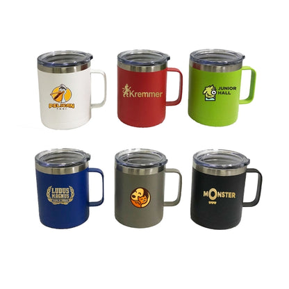 Bari 14 oz Stainless Steel Thermos Camping Mug with Handle.