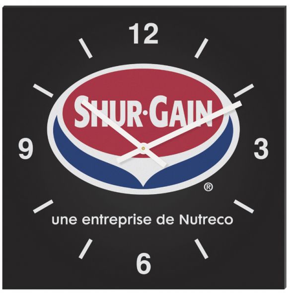 11 3/4" Horloge murale carrée en acrylique noir quadrichromie