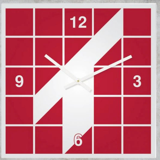 11 3/4" Horloge murale carrée en acrylique blanc quadrichromie