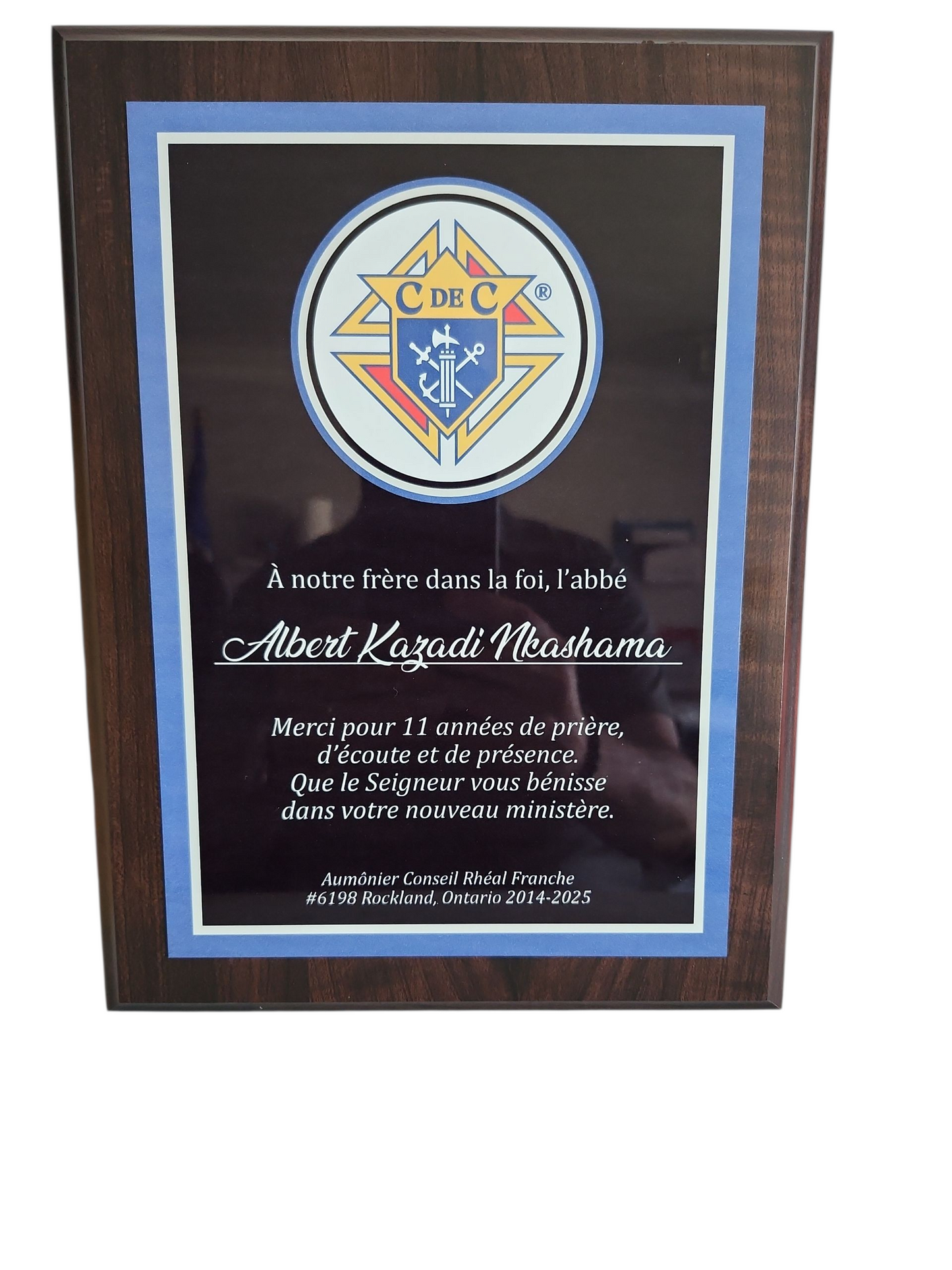 Plaque de remerciement