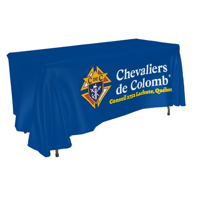 Sublimated tablecloth for 8 foot table drape style 4 sides closed back 