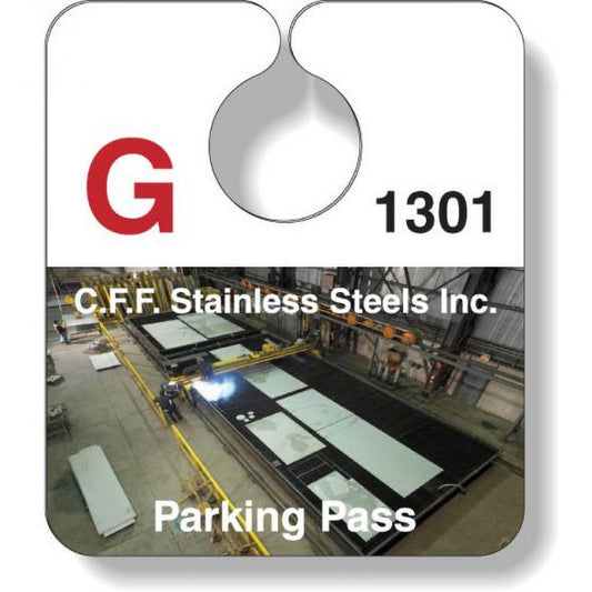 .020 vignettes de stationnement vinyle blanc luisant (3.125" x 3.625") QUAD