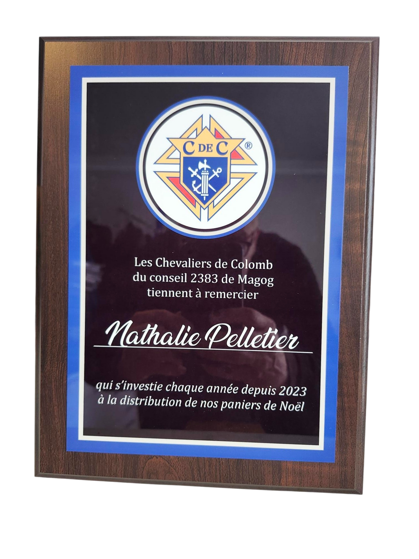 Plaque de remerciement