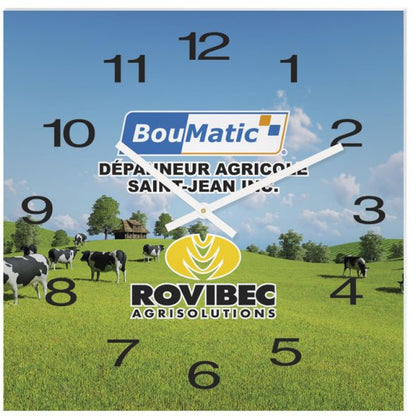 11 3/4" Horloge murale carrée en acrylique blanc quadrichromie