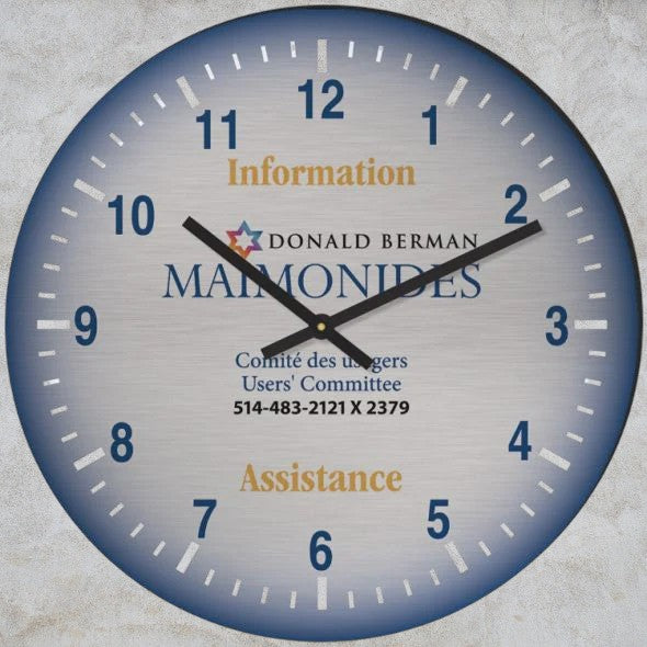 11 3/4" dia. Horloge murale ronde Aluma-Tech quadrichromie