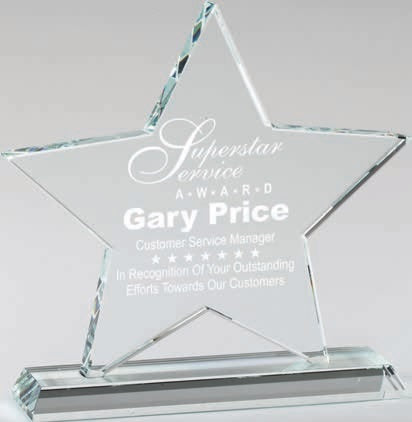 Plaque en cristal étoile CRY670 - 6”x 6½”