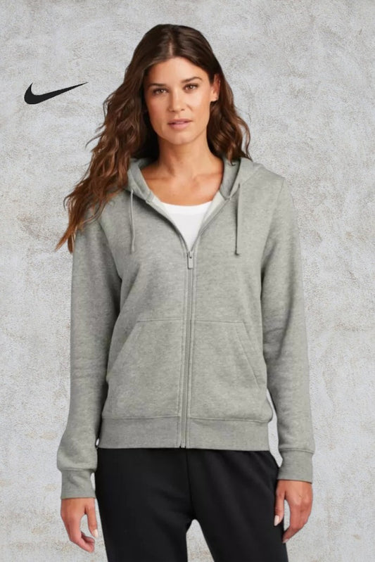 NIKE CHANDAIL À CAPUCHON À GLISSIÈRE MOLLETON CLUB AVEC SWOOSH À LA MANCHE POUR FEMMES. NKFD9890