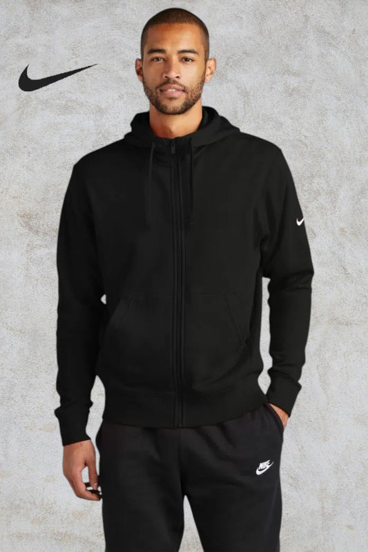 NIKE CHANDAIL À CAPUCHON À GLISSIÈRE MOLLETON CLUB AVEC SWOOSH À LA MANCHE. DR1513